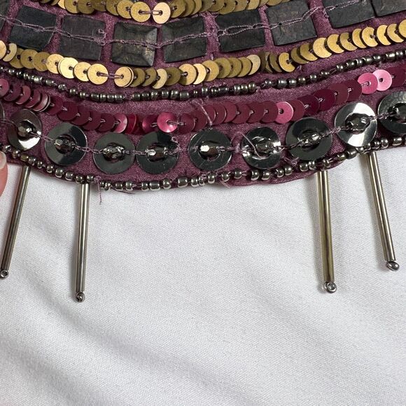 Nicole Miller Artelier Silk Shift Mini Dress M Beaded Retro Indie Maximalist Y2K - Picture 6 of 13